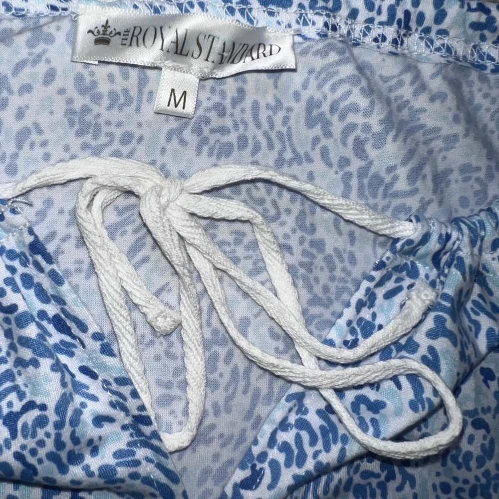 The Royal Standard Blue White Abstract Print Halter Night‎ Gown Womens Medium
